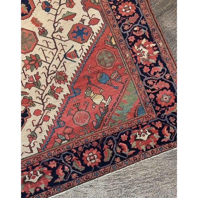 Rare Antique Malayer Rug | Ivory Field | 4'6" X 6'6" For Sale - Image 4 of 6