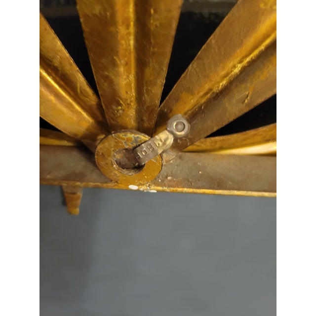 Gold Vintage Hollywood Regency Hans Kogl Style Gold Gilt Metal Palm Frond Crystal Wall Mirror For Sale - Image 8 of 9