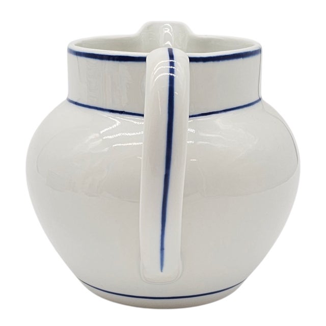 Traditional Viana Do Castelo Hand-Signed Cream & Blue Pitcher – Portuguese Pottery Classic For Sale - Image 3 of 9