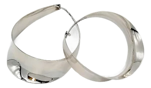 Mid Century Flare Hoops, Anticlastic Silver Earrings, Gerhard Herbst Studio - 2 Pieces