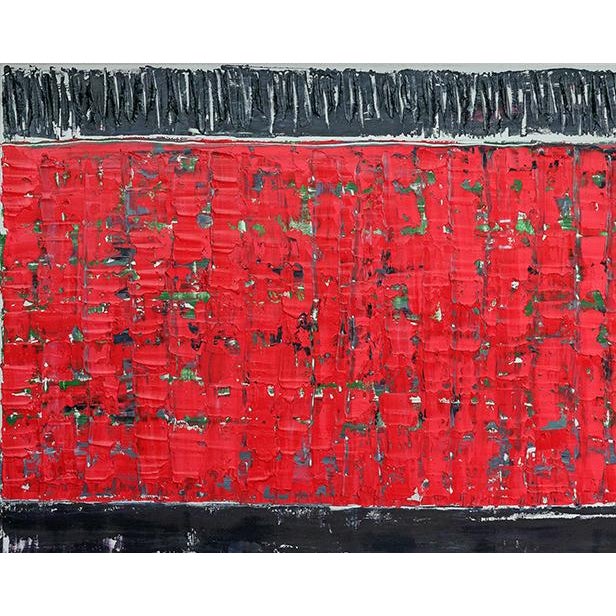 Abstract Red Turkish Kilim No. 1 - Oversized Original Oil Painting by Diane Grant | Color Field For Sale - Image 6 of 6