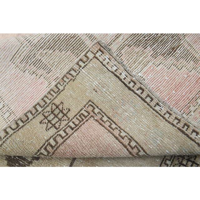 1970s Vintage Turkish Handmade Wool Cotton Beige Runner Rug For Sale - Image 10 of 11