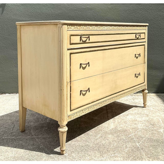 Vintage Distressed Greek Key Chest of Drawers For Sale In West Palm - Image 6 of 12