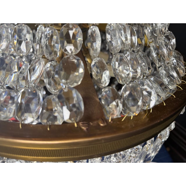 Vintage Chandelier- Extraordinary French Montgolfière Empire-Brass & Crystal Basket Chandelier For Sale - Image 10 of 15