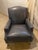 Custom Lillian August bluish-gray distressed leather chair. Rich textured, in excellent condition - like new. Silver...