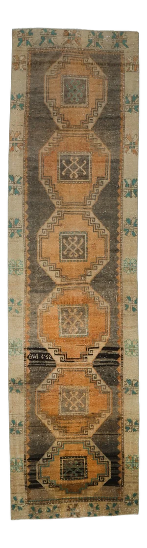 Semi-Vintage Turkish Hand-Knotted Runner