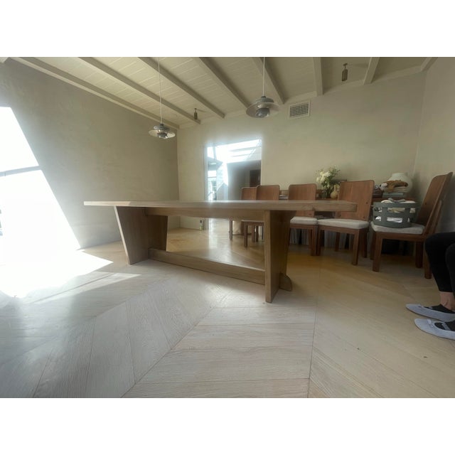 Custom Furniture Builders Trestle Base Dining Table For Sale - Image 4 of 6
