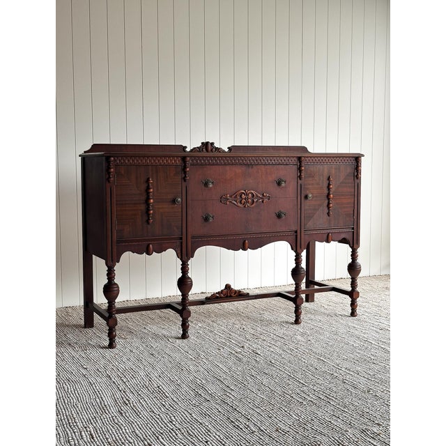 1920s Antique Jacobean Revival Mahogany Sideboard For Sale - Image 14 of 14