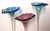 Contemporary Art Glass Trumpet Lilies in shades of Blue & Amethyst -a Trio handcrafted in Murano, in the historic glass-...