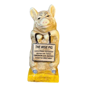 1930s Cast Iron Piggy Bank-The Wise Pig