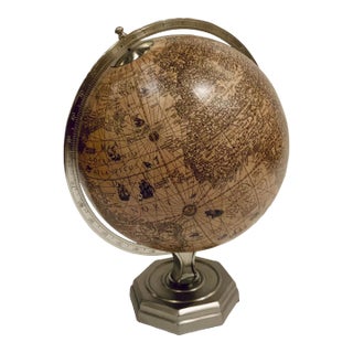 Vintage Style Pewter and Ivory Hondius Globe For Sale