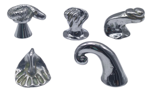 Vintage Silver-Plated Bronze Handles by Annibale Oste, Italy, 1970s, Set of 5