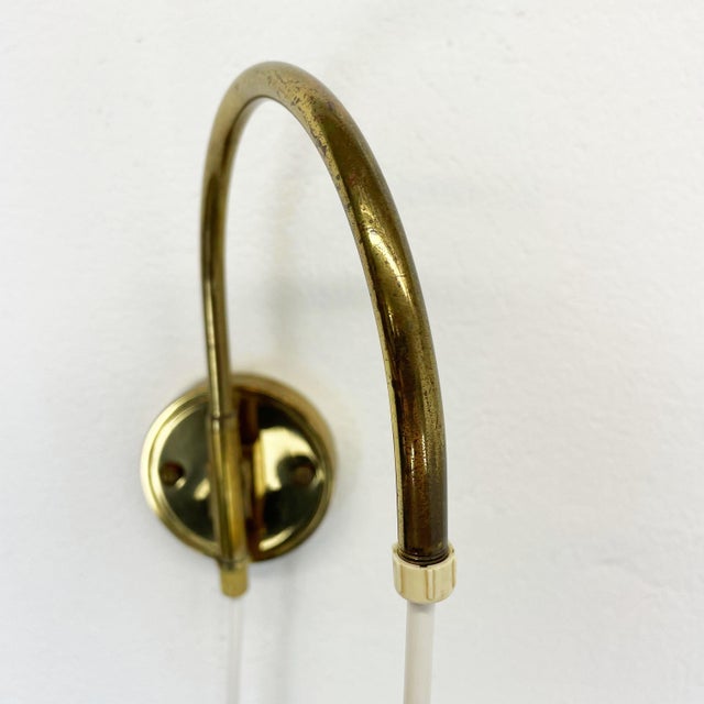Minimalist Adjustable Brass Wall Hanging Light, Italy, 1960s For Sale - Image 10 of 18