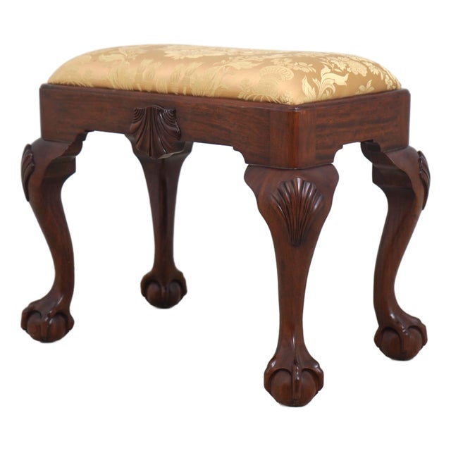 Kittinger Chippendale Claw Foot Mahogany Ottoman For Sale