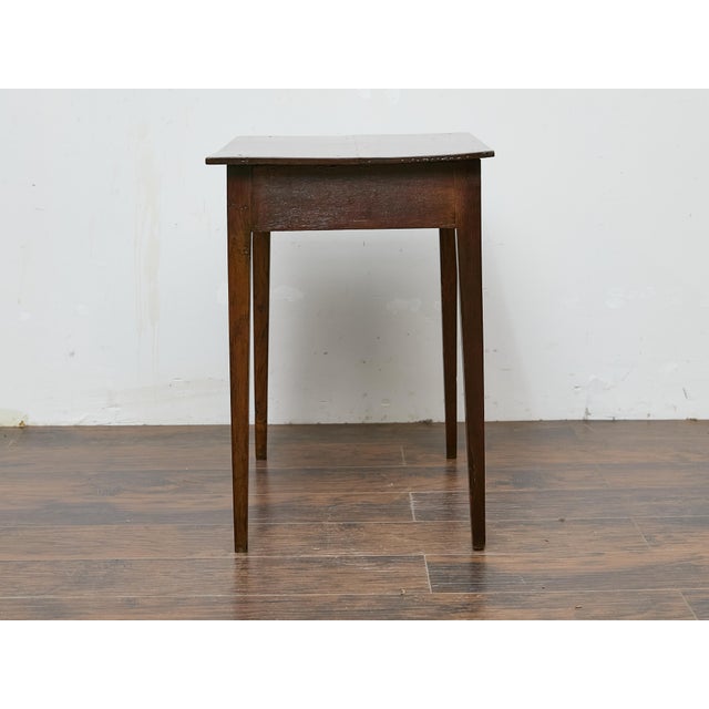 19th Century English Oak Table with Chippendale Brass Pull and Tapered Leg For Sale - Image 12 of 12