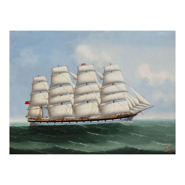China Trade Painting of Ship “County of Caithness” by Lai Fong Ca. 1897 For Sale