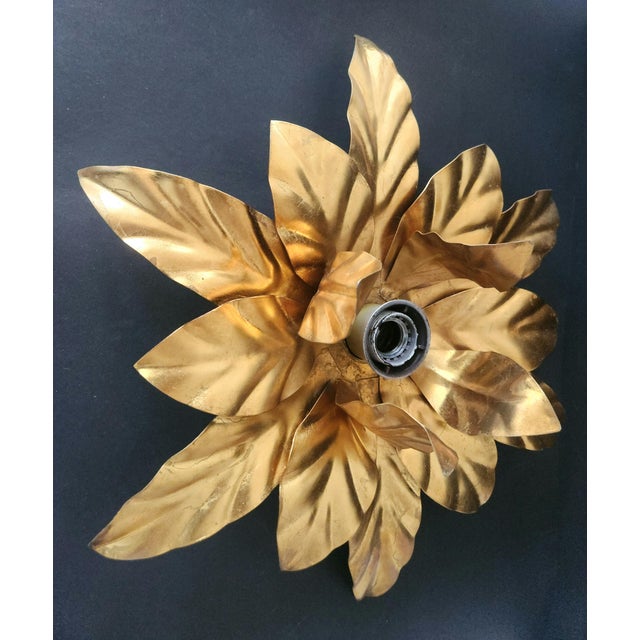 Gold Hollywood Regency Gold-Plated Florentine Floral Wall Lamps from Hans Kögl, Italy, Florence, 1960, Set of 2 For Sale - Image 8 of 17