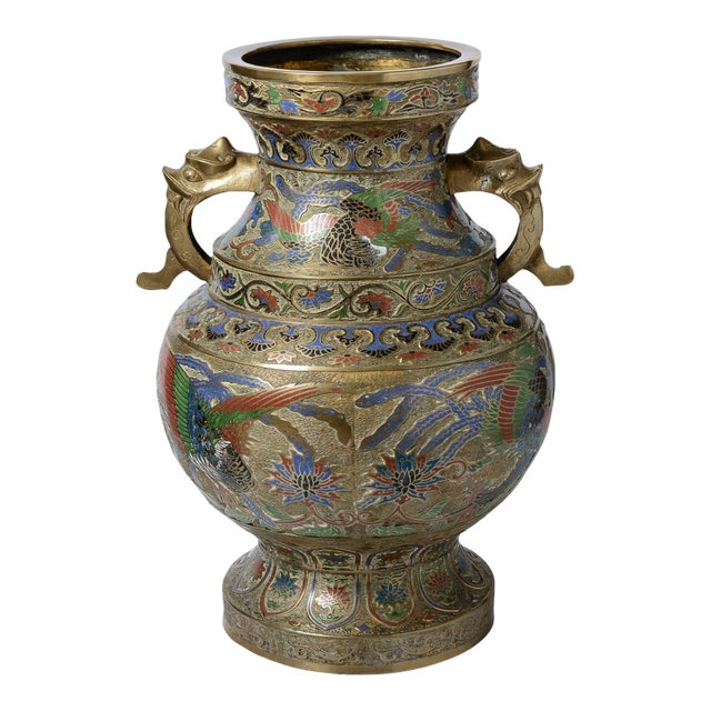 Bronze Urn With Cloisonne For Sale