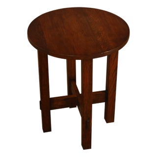 Arts And Crafts Style Round Oak Lamp Table For Sale