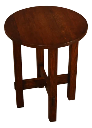Arts And Crafts Style Round Oak Lamp Table