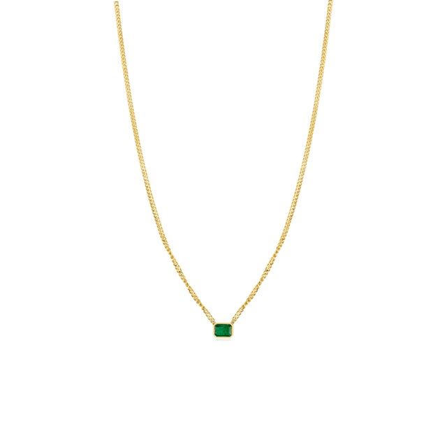 Natural Zambian Emerald Necklace in 14k Solid Yellow Gold For Sale In New York - Image 6 of 14