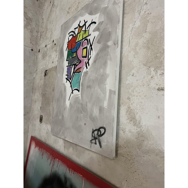 Contemporary ArpVerdeacqua, Face in Colours Abstract, Acrylic on Canvas For Sale - Image 3 of 8