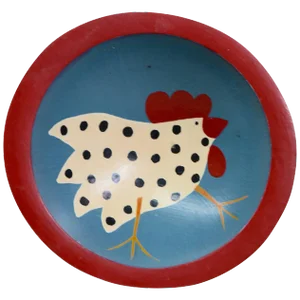 Hand-Painted Chicken on Wooden Bowl Christ Church Fair, 1991
