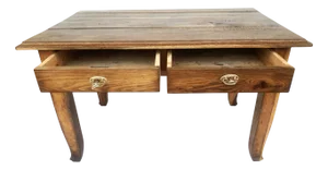 Oak Dining Table with Two Drawers, 1920s
