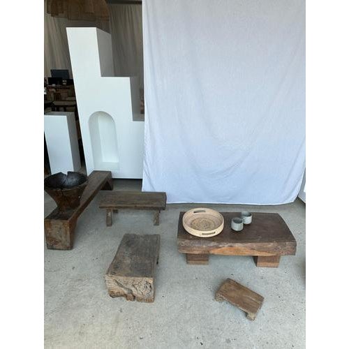 Wood Stool in Organic Monoxyl Raw Asian Teak For Sale - Image 7 of 18