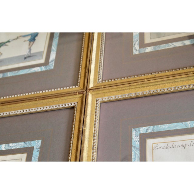 Figurative Set of Eight Finely Framed Fencing Engravings, Pierre Jacques François Girard, Ca. 1740 For Sale - Image 3 of 12