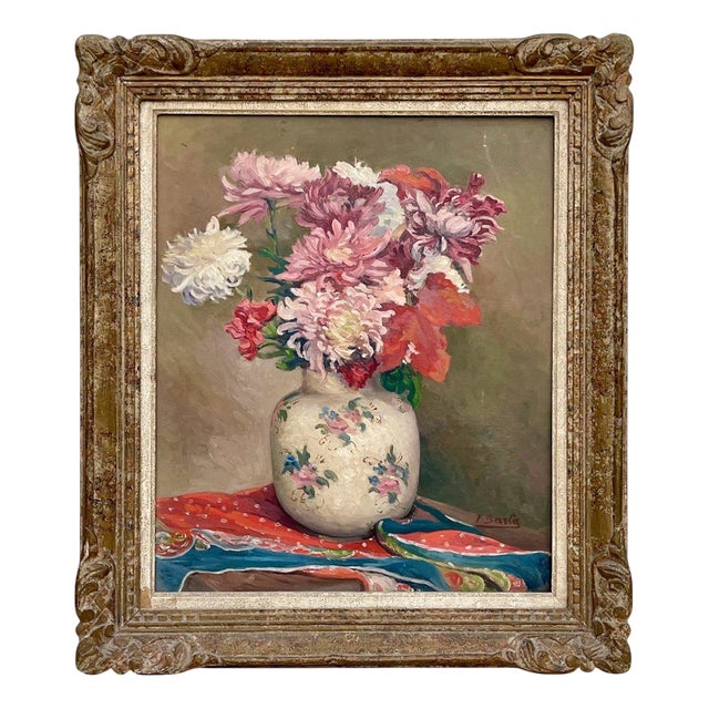 F. Barla, Bouquet of Flowers, Oil on Panel, Framed For Sale