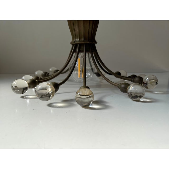 Art Deco Bronze & Glass Octopus Chandelier attributed to Aage Rafn, 1920s For Sale - Image 11 of 13