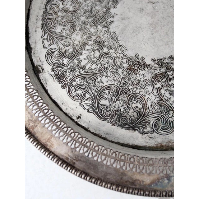 Mid 20th Century Vintage Wm Rogers Silver Plate Tray For Sale - Image 5 of 12
