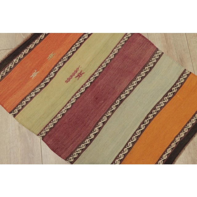 1970s Farmhouse Orange Striped Kilim For Sale - Image 11 of 13