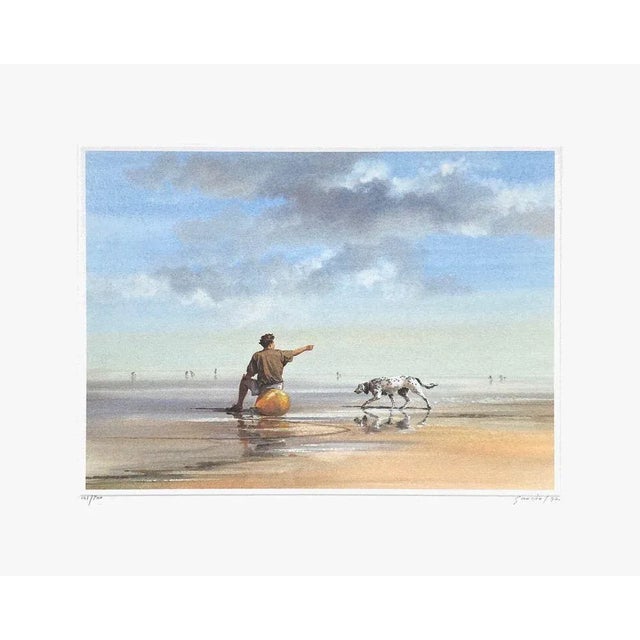 Alain GAUDIN BY THE BEACH 1994 photolithograph on white cardboard signed and numbered in pencil published by : Galerie Luc...
