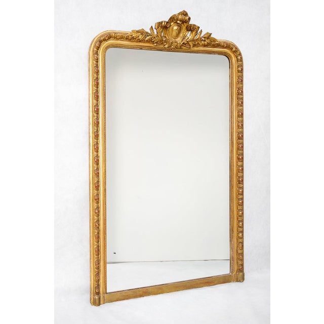 Large Louis Philippe Mirror with Ornate Shield Crest, 19th Century For Sale - Image 3 of 11