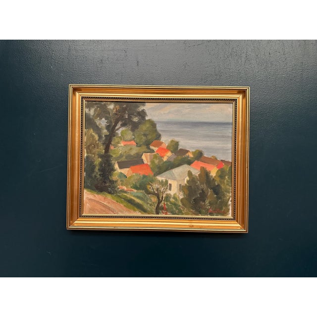Bernhard Önstad, Coastal Village, 1960s, Oil on Panel, Framed For Sale - Image 12 of 16
