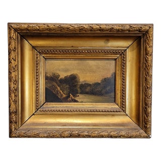 French Artist, River Landscape, 19th Century, Oil on Panel, Framed For Sale