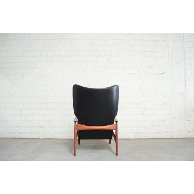 Wingback Leather Lounge Chair by K. Rasmussen for Peter Wessel, 1960s For Sale - Image 9 of 18