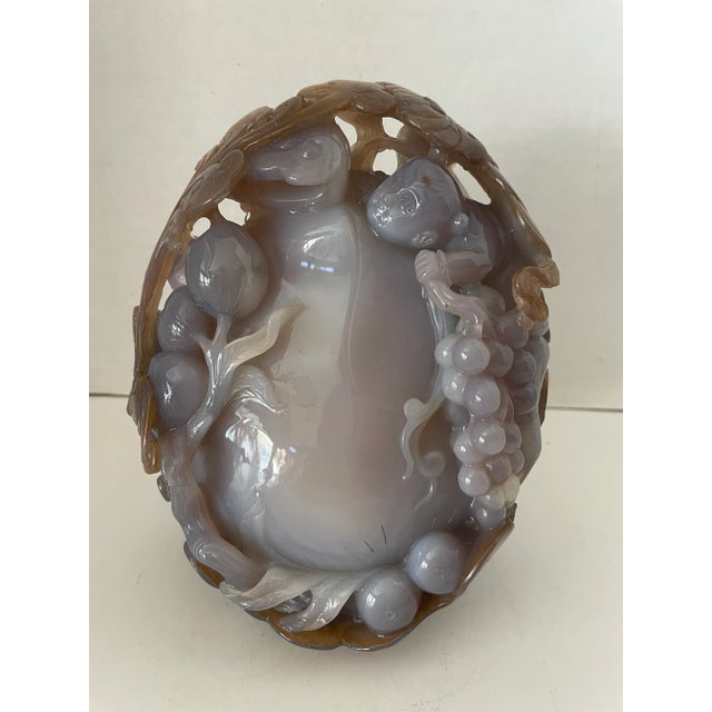 Vintage 1980s Chinese Tongzi Boy Purple Jade Sculpture, Dongyang Dynasty For Sale - Image 12 of 12
