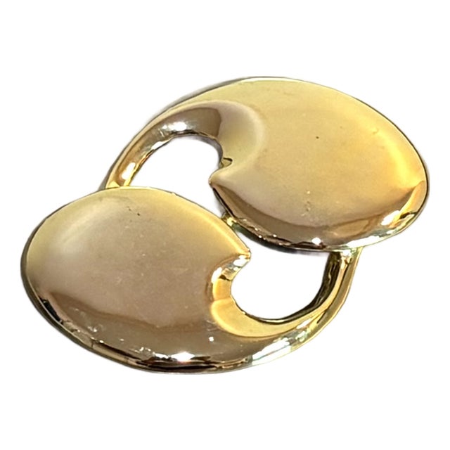 Maxine Denker Extra-Large Midcentury Gold Swirl Brooch For Sale