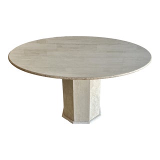 Round Travertine Pedestal Dining Table For Sale