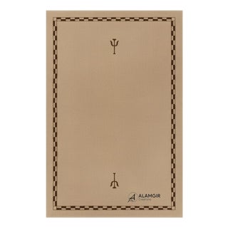 Heritage Check Border Hand-Tufted New Zealand Wool Rug For Sale