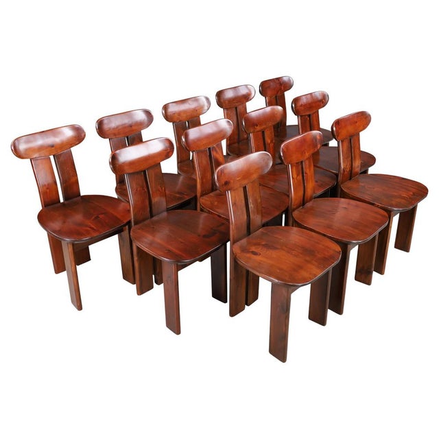 Italian Pine Dining Chairs attributed to Mario Marenco, 1970s, Set of 12 For Sale - Image 15 of 15