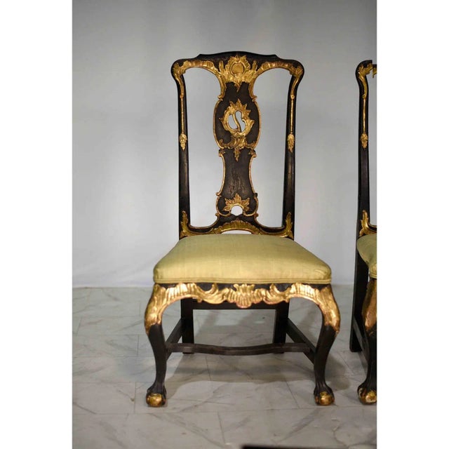 19th Century Antique Giltwood French Chairs Clawfoot Silk Upholstery - A Pair For Sale - Image 12 of 12