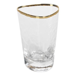 Aperitivo Triangular Shot Glass, Clear w/ Gold Rim, Set of 6 For Sale