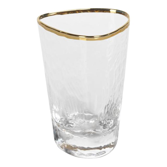 Aperitivo Triangular Shot Glass, Clear w/ Gold Rim, Set of 6 For Sale