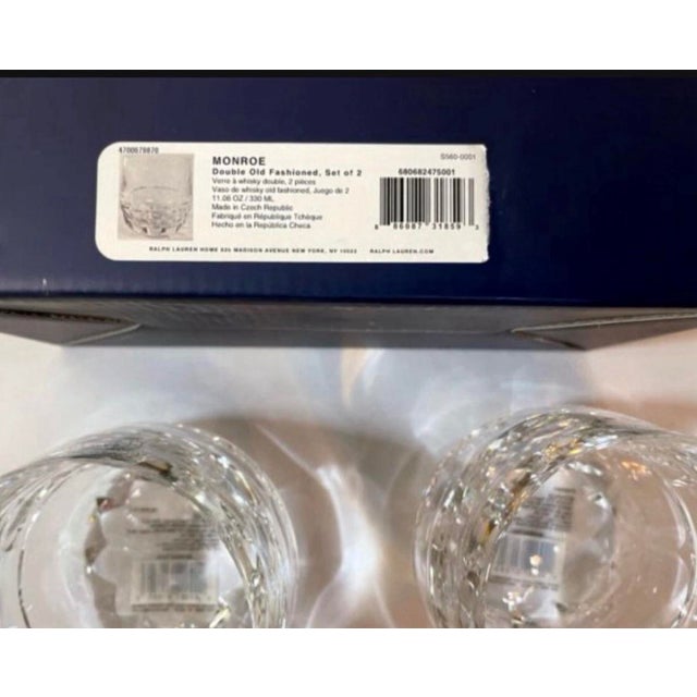 Glass Ralph Lauren Monroe Double Old Fashioned Glasses Czech Cut Crystal - Set of 2 For Sale - Image 7 of 7