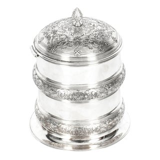 19th Century Silver Plate Drum Biscuit Box from Elkington & Co For Sale