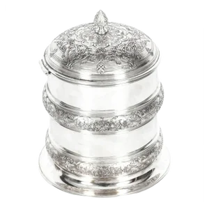 19th Century Silver Plate Drum Biscuit Box from Elkington & Co